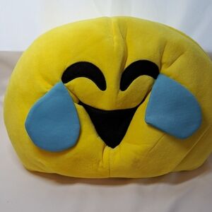 Smiling Yellow Emoji Plush Pillow